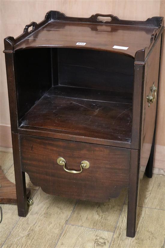 A George III mahogany commode bedside chest W.48cm